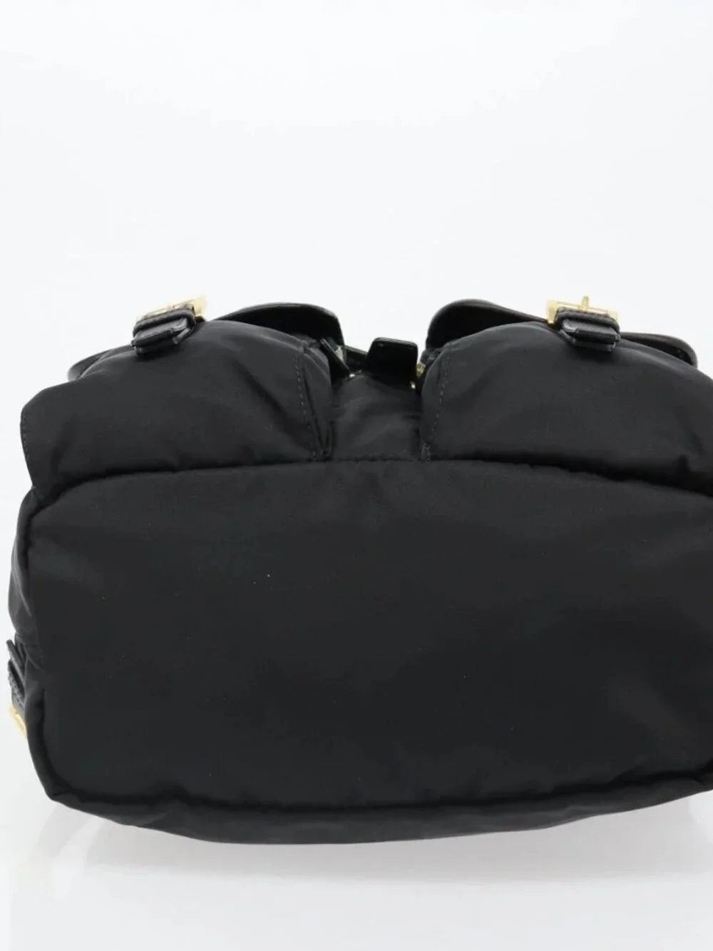 PRADA Backpack Nylon Black Gold Auth yk20532SAV